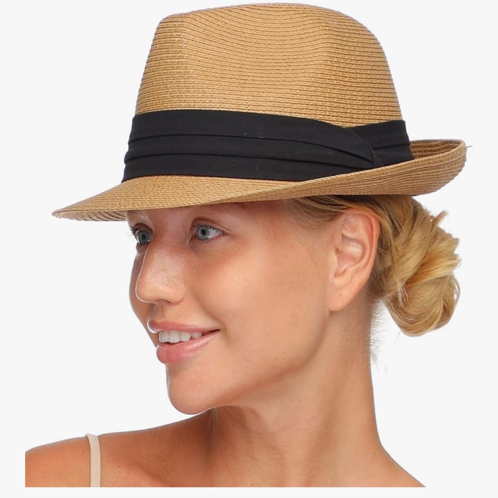 Elegant Tan Fedora with Black Band